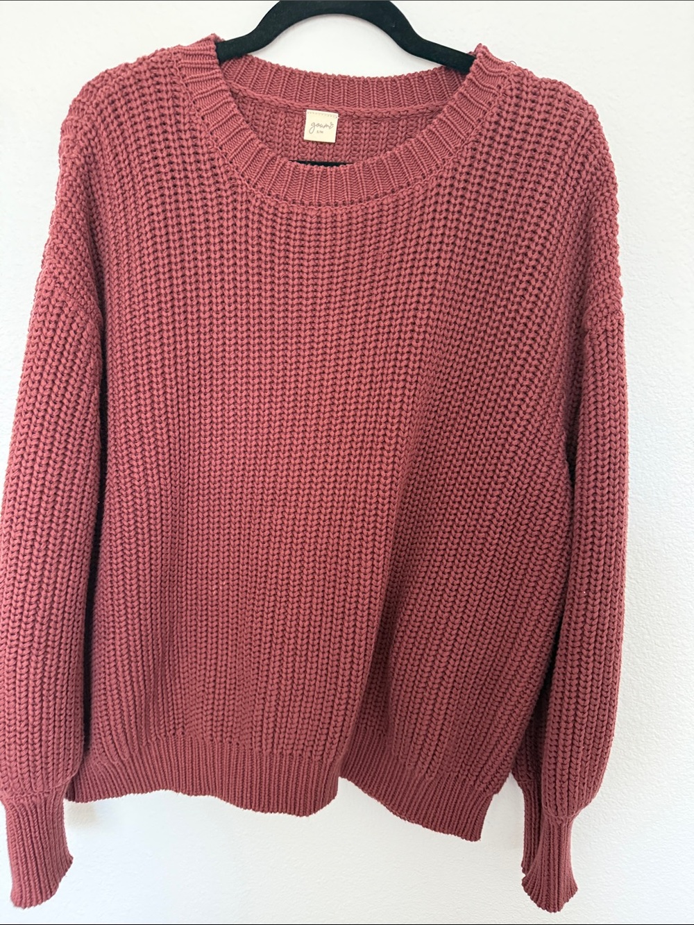 Goumi Chunky Crewneck Sweater in Dusty Rose